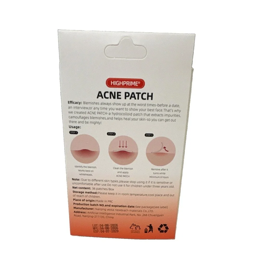 ACNE PATCH HIGHPRIME Hydrocolloid 36 Ct Face for Blemishes Drug-Free Non-drying